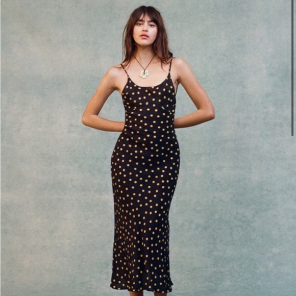 Like new Realisation par Iggy dot maxi black yellow small Polka Dot Midi Dress Like new Realisation par Iggy dot maxi black yellow small Polka Dot Midi Dress